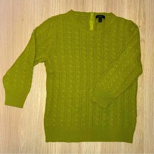 J Crew Kelly green cable-knit 3/4 sleeve cashmere blend sweater